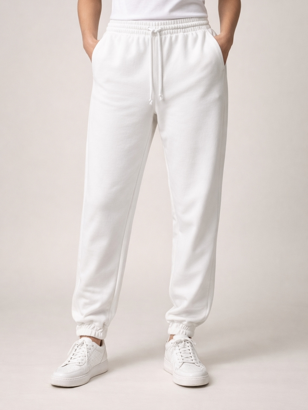 Aritzia White Drawstring Jogger Sweatpants